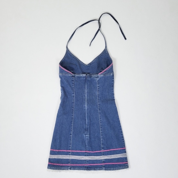 Vintage GUESS denim mini dress halter - Picture 7 of 10